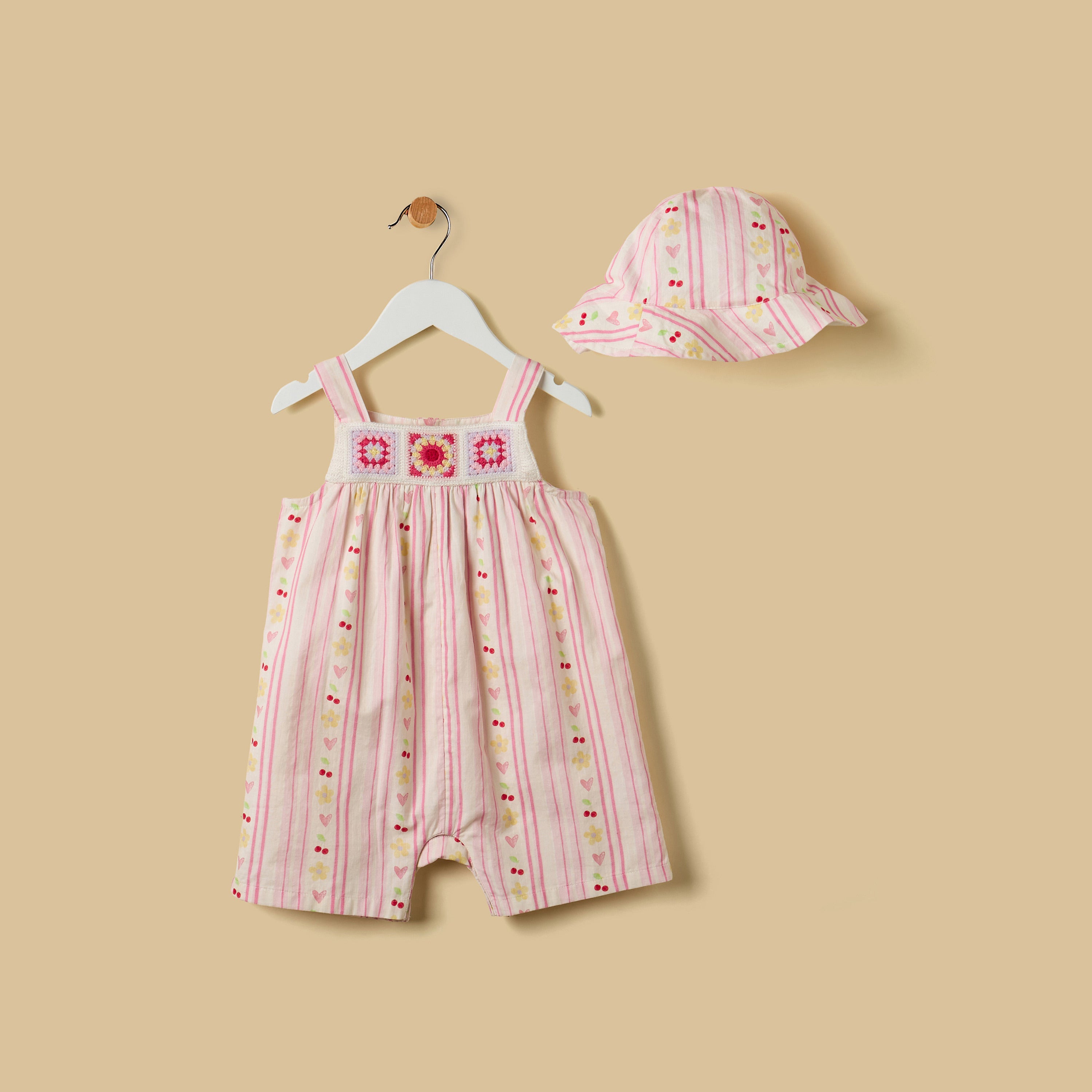 Crochet Design Romper with Cap
