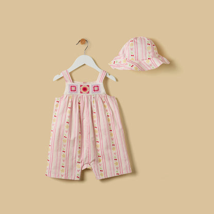 Crochet Design Romper with Cap