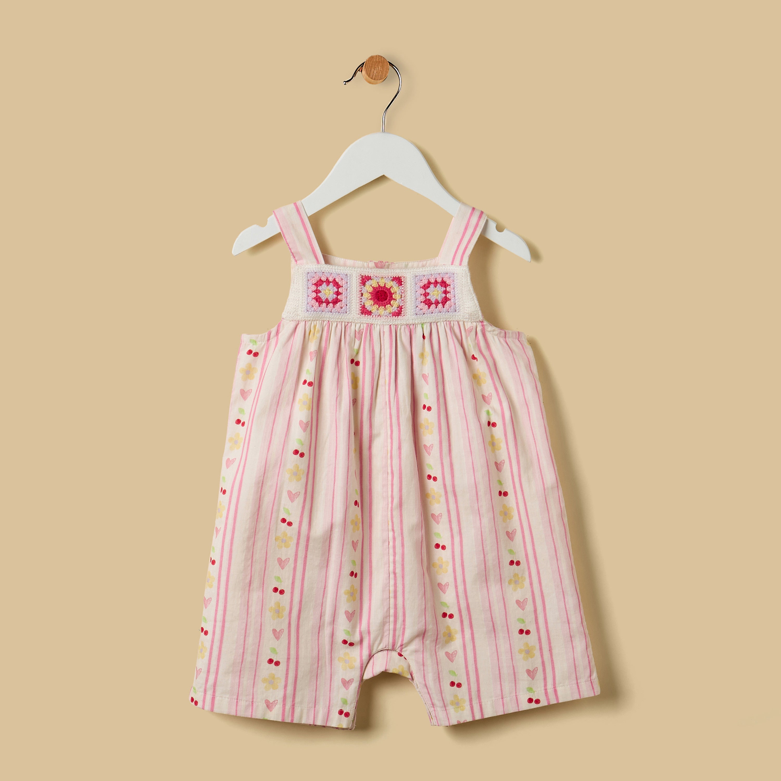 Crochet Design Romper with Cap