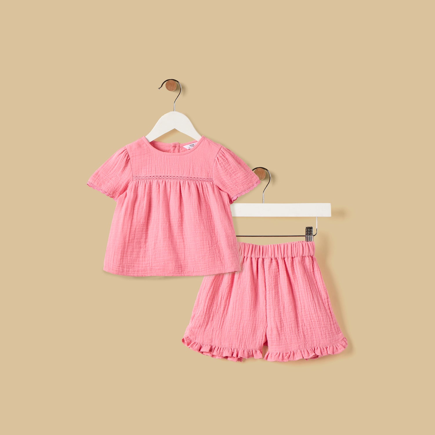 Textured Gauze Top and Shorts Set