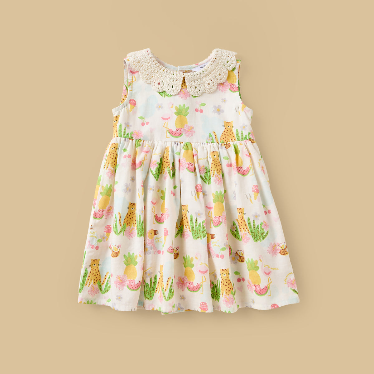 Leopard Print Sleeveless Dress with Cap and Bloomers