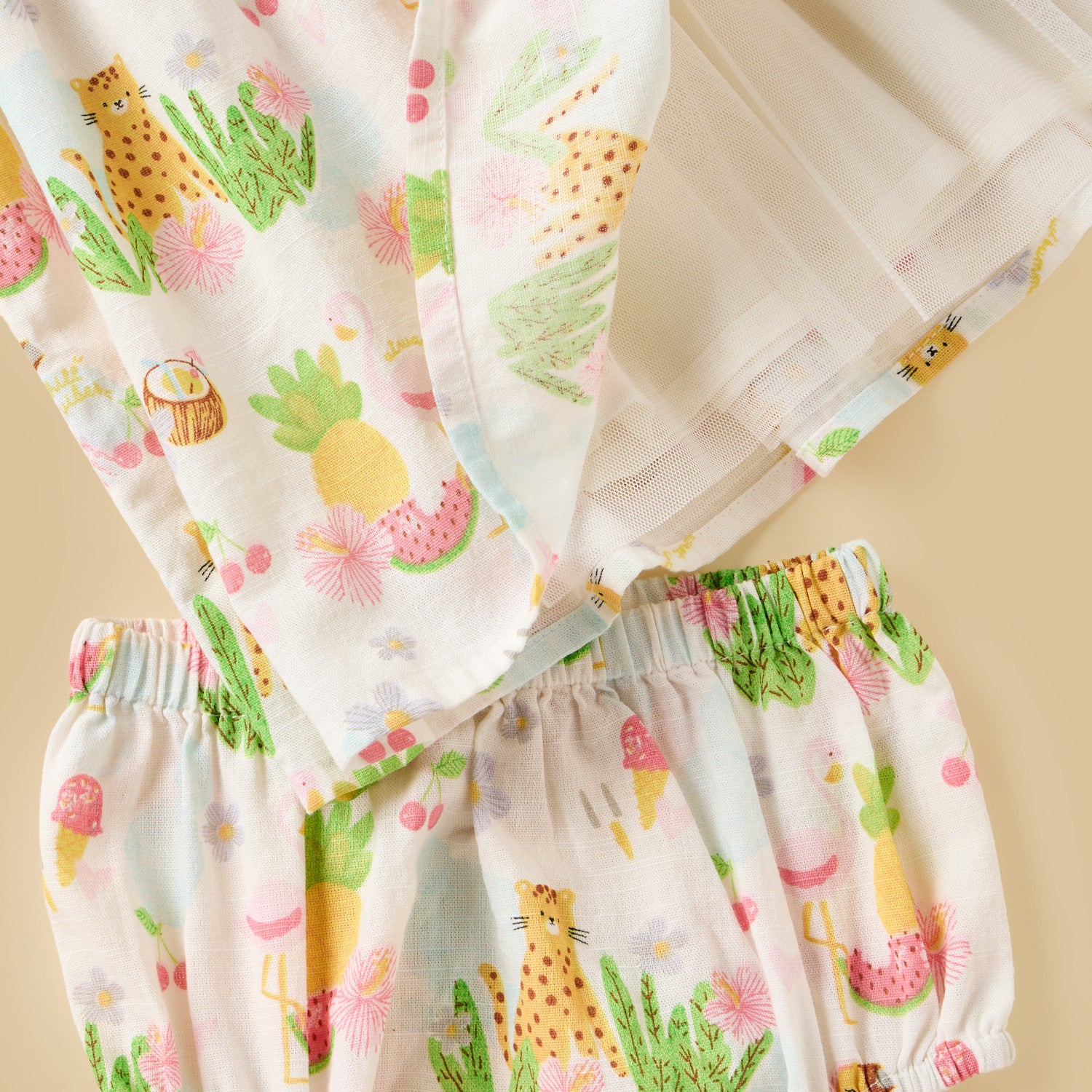 Leopard Print Sleeveless Dress with Cap and Bloomers