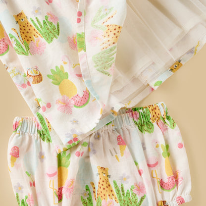 Leopard Print Sleeveless Dress with Cap and Bloomers