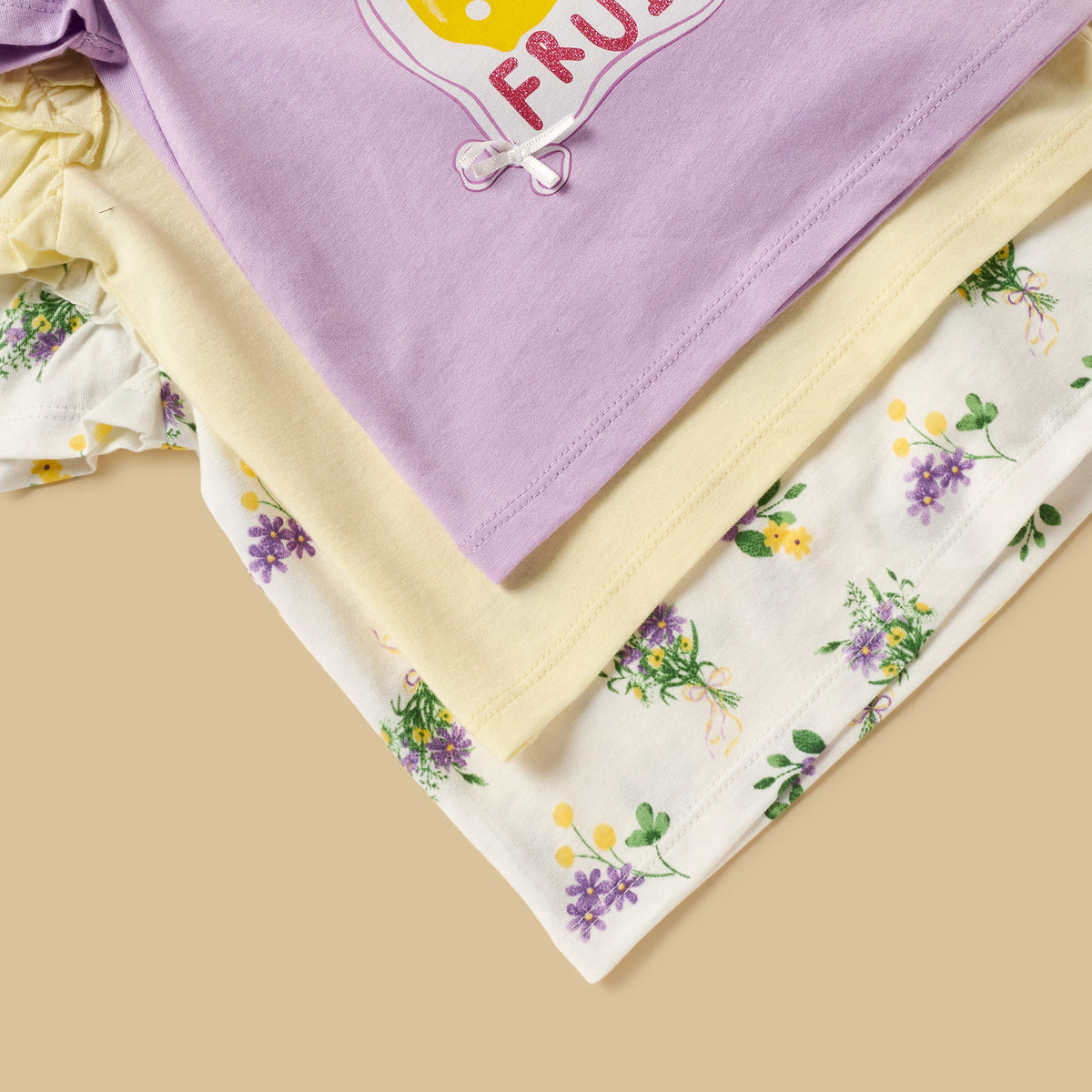 Pack of 3 - Fruit Floral Print Top with Ruffle
