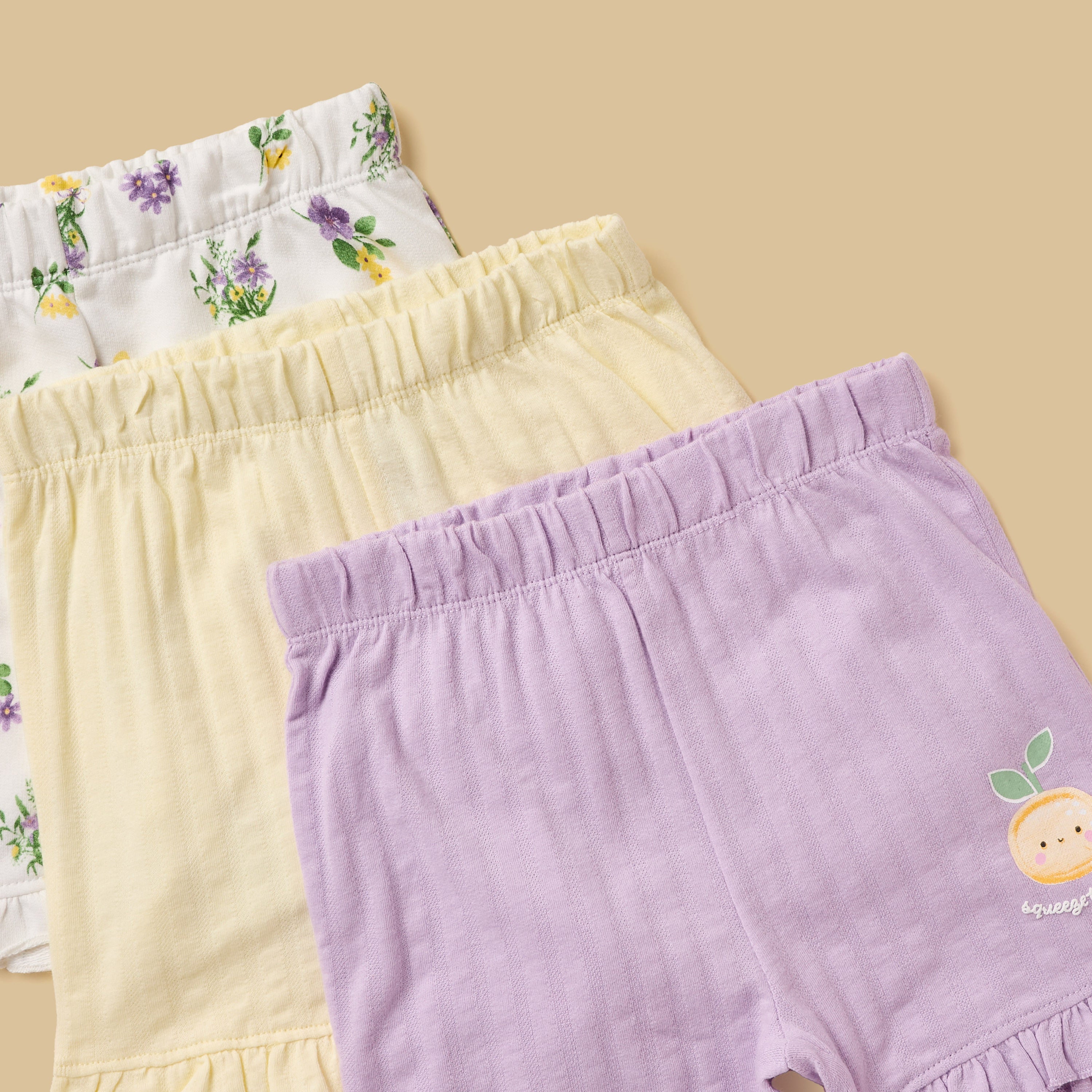 Pack of 3 - Assorted Shorts with Ruffle Hem