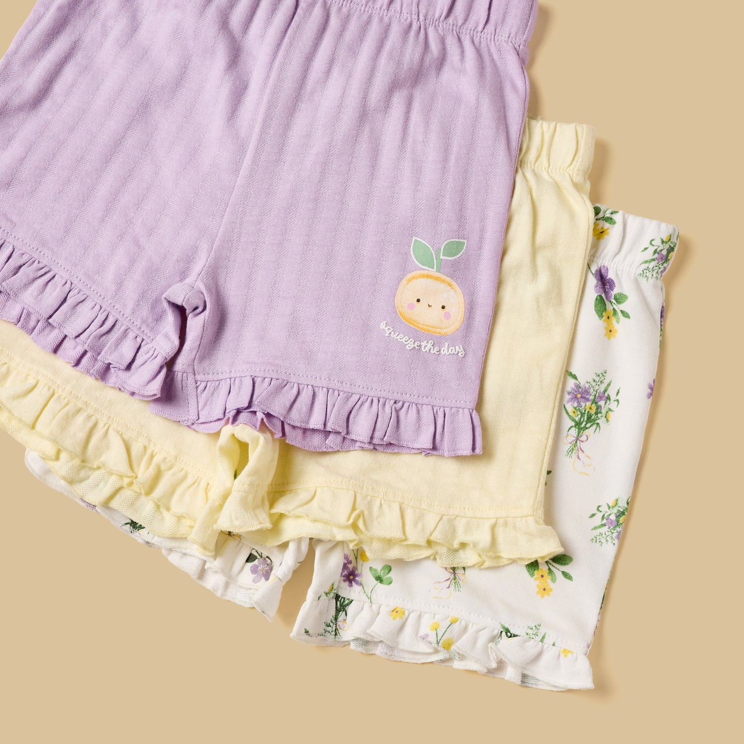 Pack of 3 - Assorted Shorts with Ruffle Hem
