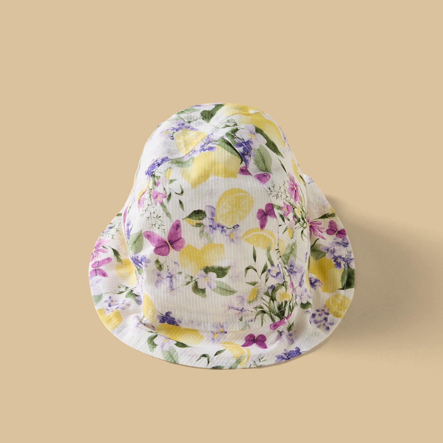 Lemon Print Sleeveless Dress with Bloomers and Cap
