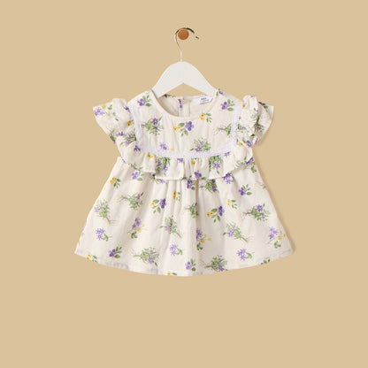 Floral Print Top with Shorts and Headband
