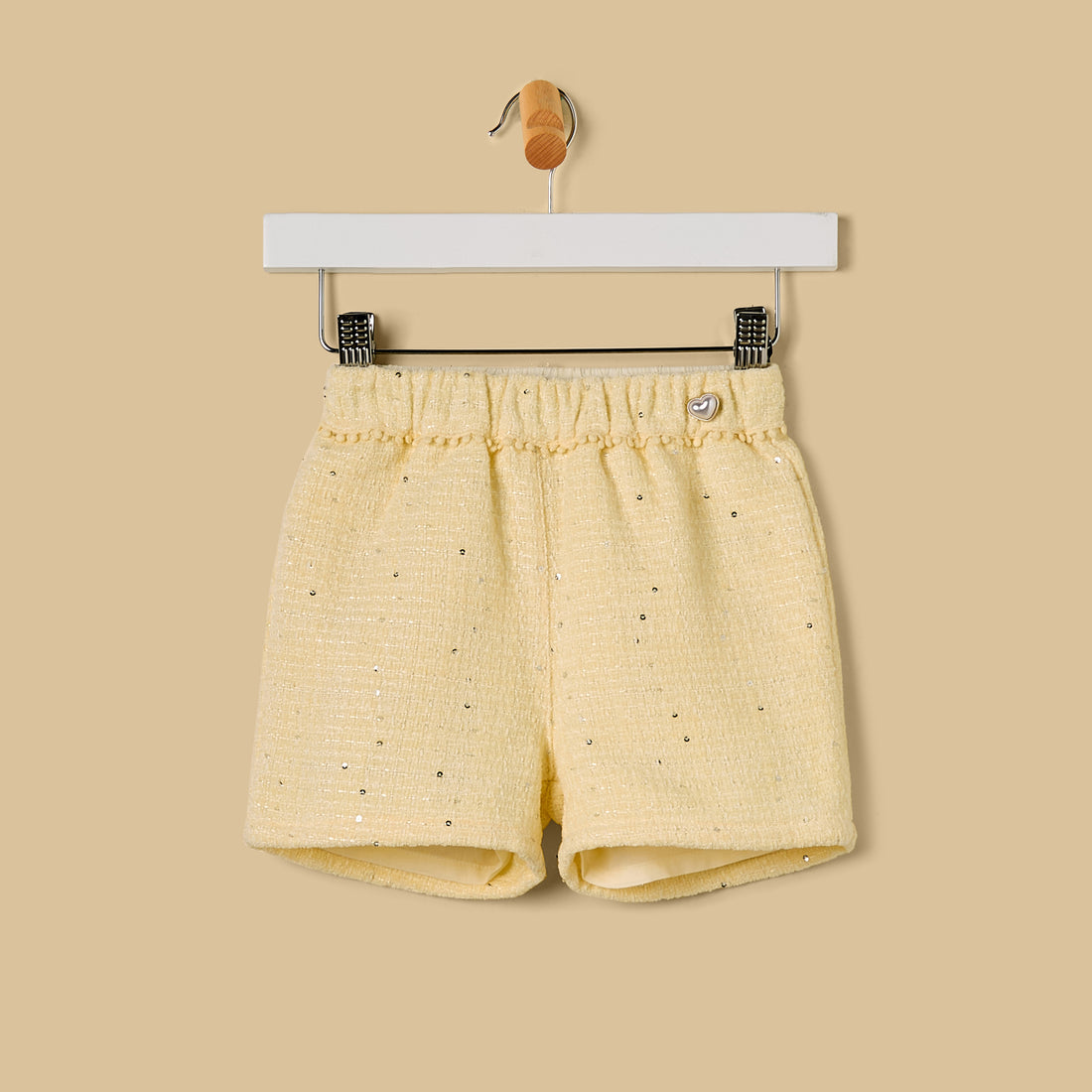 Sequin Embellished Tweed Shorts - Yellow / 12-18 mths