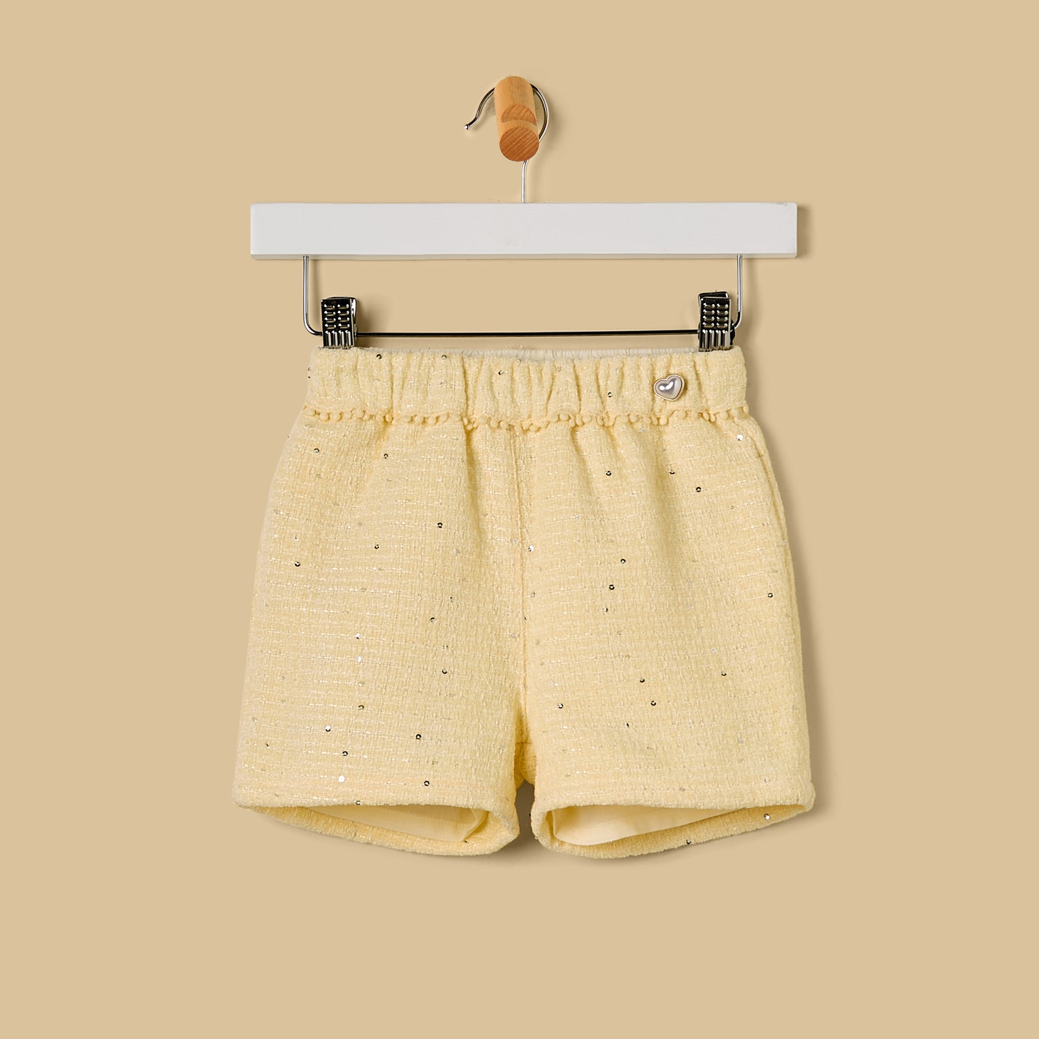 Sequin Embellished Tweed Shorts - Yellow / 12-18 mths