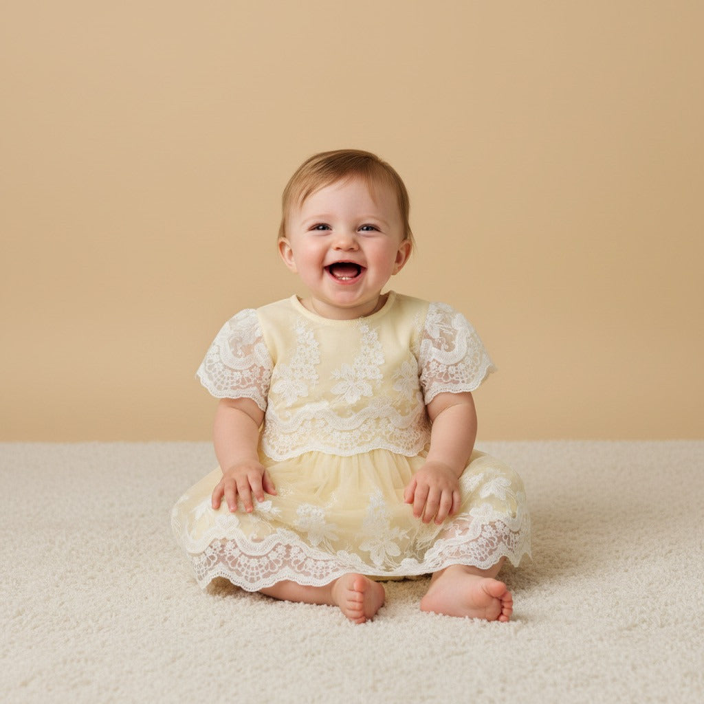 Mesh Overlay Dress with Bloomers - Yellow / 12-18 mths
