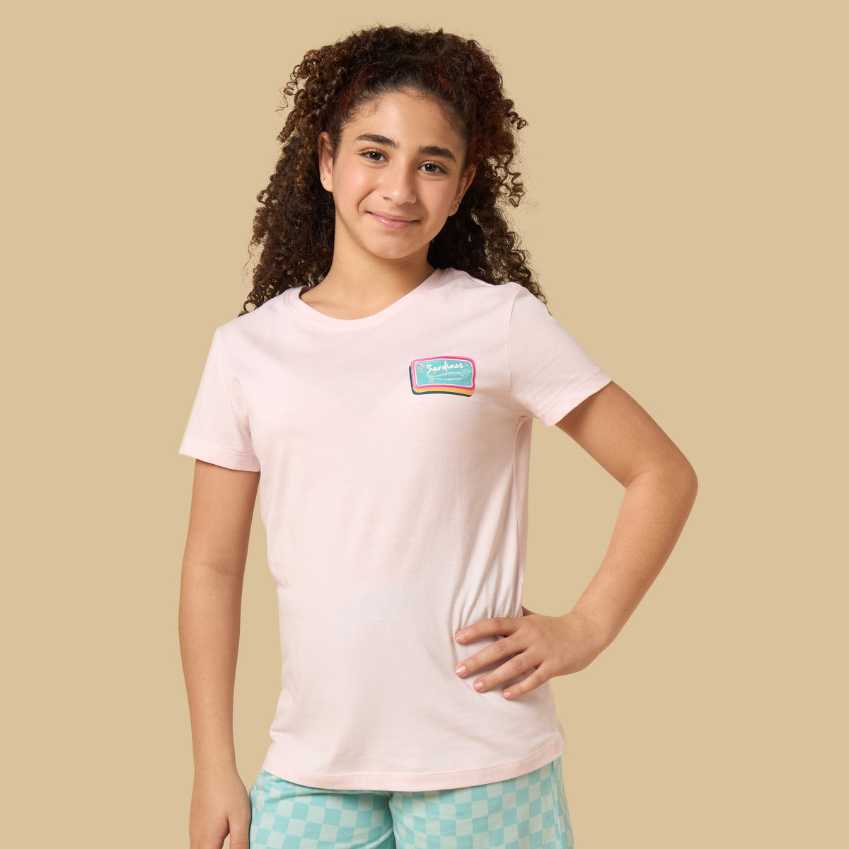 Sardine Print Checked Shorts Set
