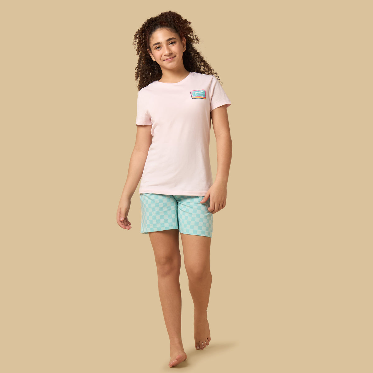 Sardine Print Checked Shorts Set