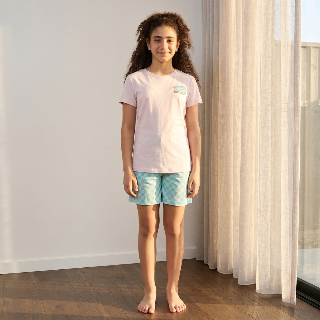 Sardine Print Checked Shorts Set - Pink / 11-12 yrs