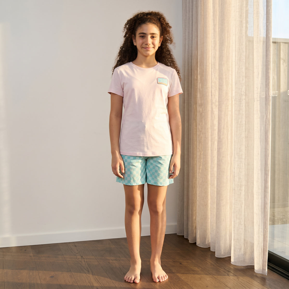 Sardine Print Checked Shorts Set