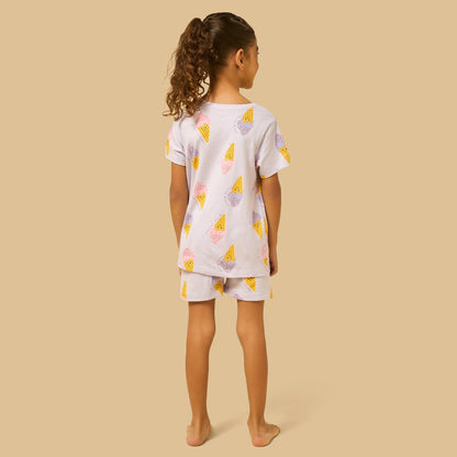 Ice Cream Print Shorts Set