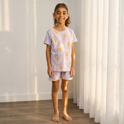 Ice Cream Print Shorts Set