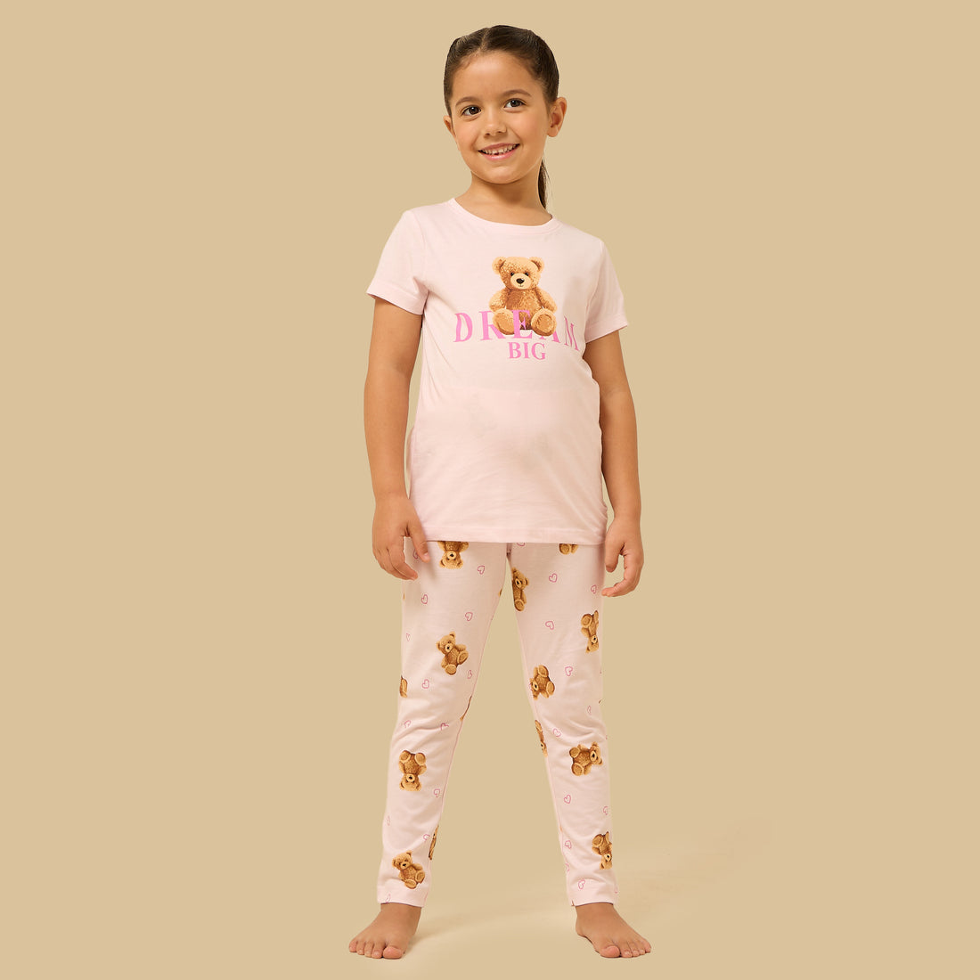 Teddy Bear Print Pyjama Set - Pink / 2-3 yrs