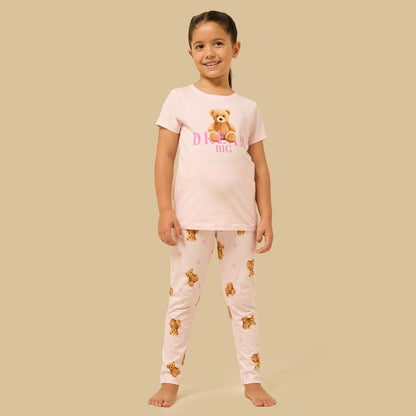 Teddy Bear Print Pyjama Set - Pink / 2-3 yrs