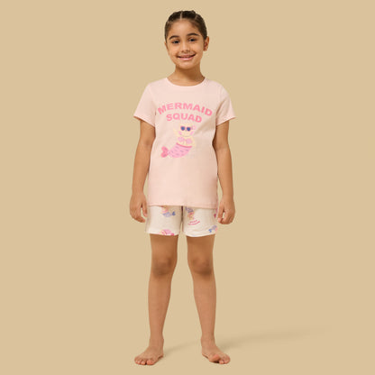 Pack of 2 - Mermaid Print Cotton Shorts Set