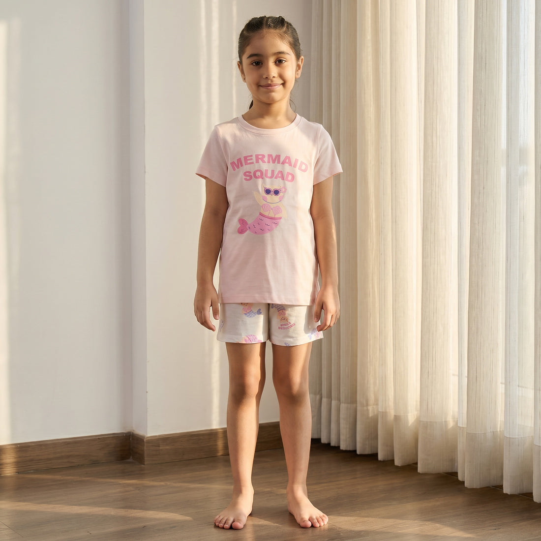 Pack of 2 - Mermaid Print Cotton Shorts Set
