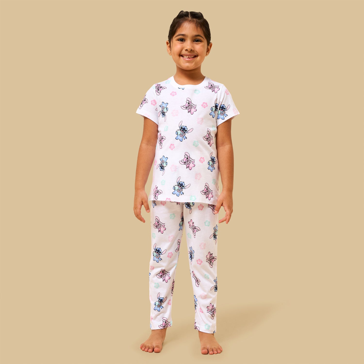 Pack of 2 - Stitch and Angel Print Cotton Pyjama Set