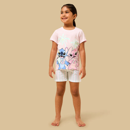Pack of 2 - Stitch and Angel Print Cotton Pyjama Set