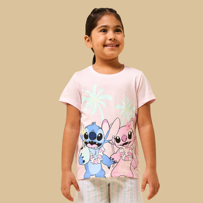Pack of 2 - Stitch and Angel Print Cotton Pyjama Set
