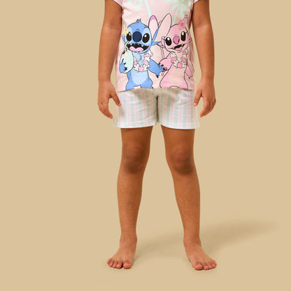 Pack of 2 - Stitch and Angel Print Cotton Pyjama Set