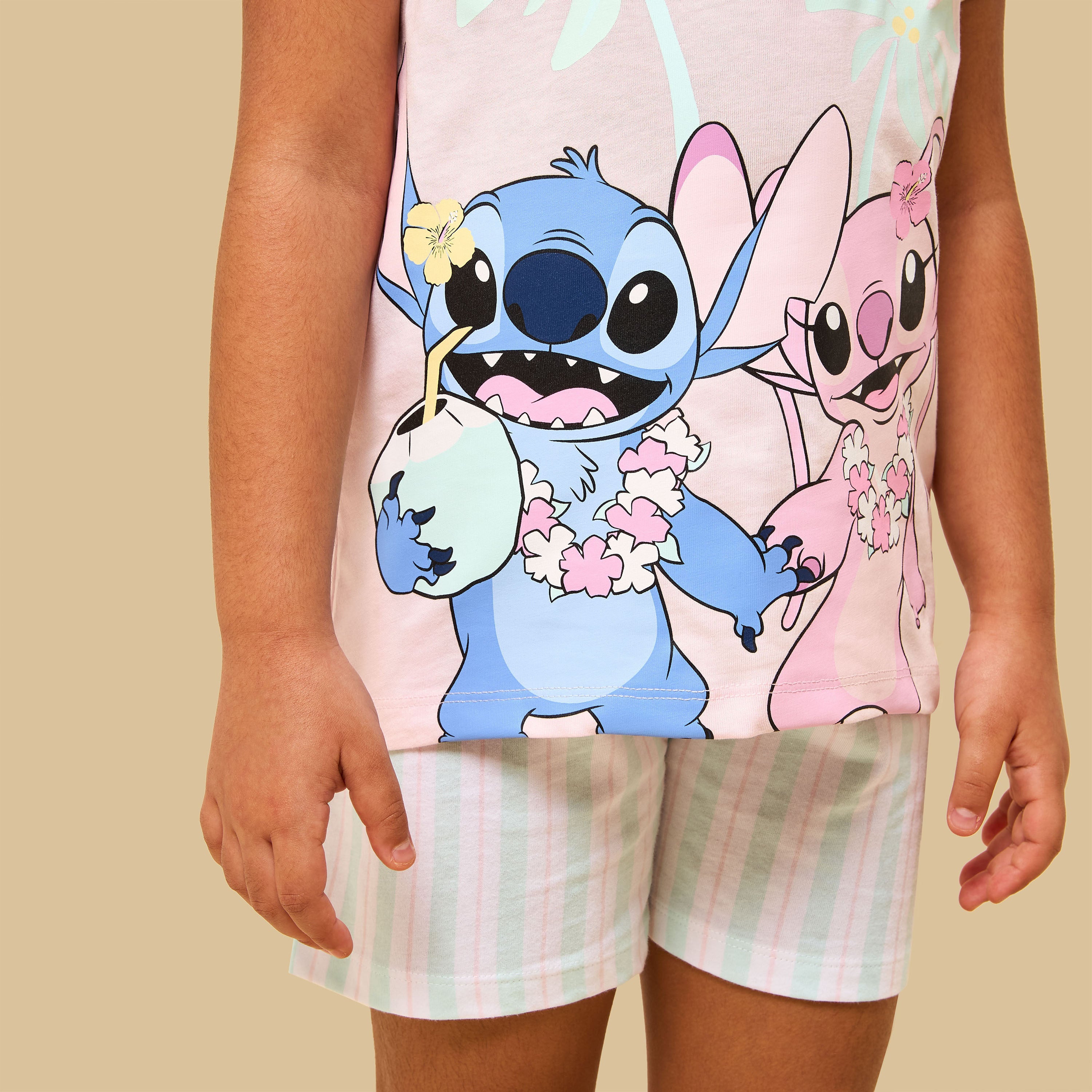 Pack of 2 - Stitch and Angel Print Cotton Pyjama Set