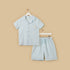 Textured Double Gauze Cotton Shorts Set - Blue / 13-14 yrs