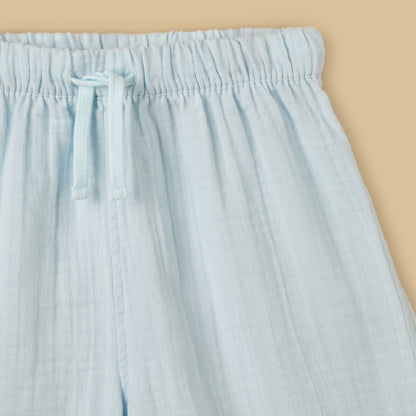 Textured Double Gauze Cotton Shorts Set