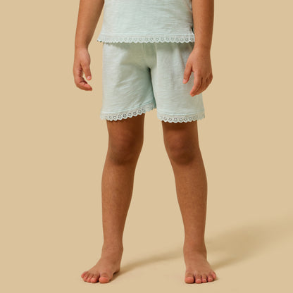 Schiffli Detail Shorts Set