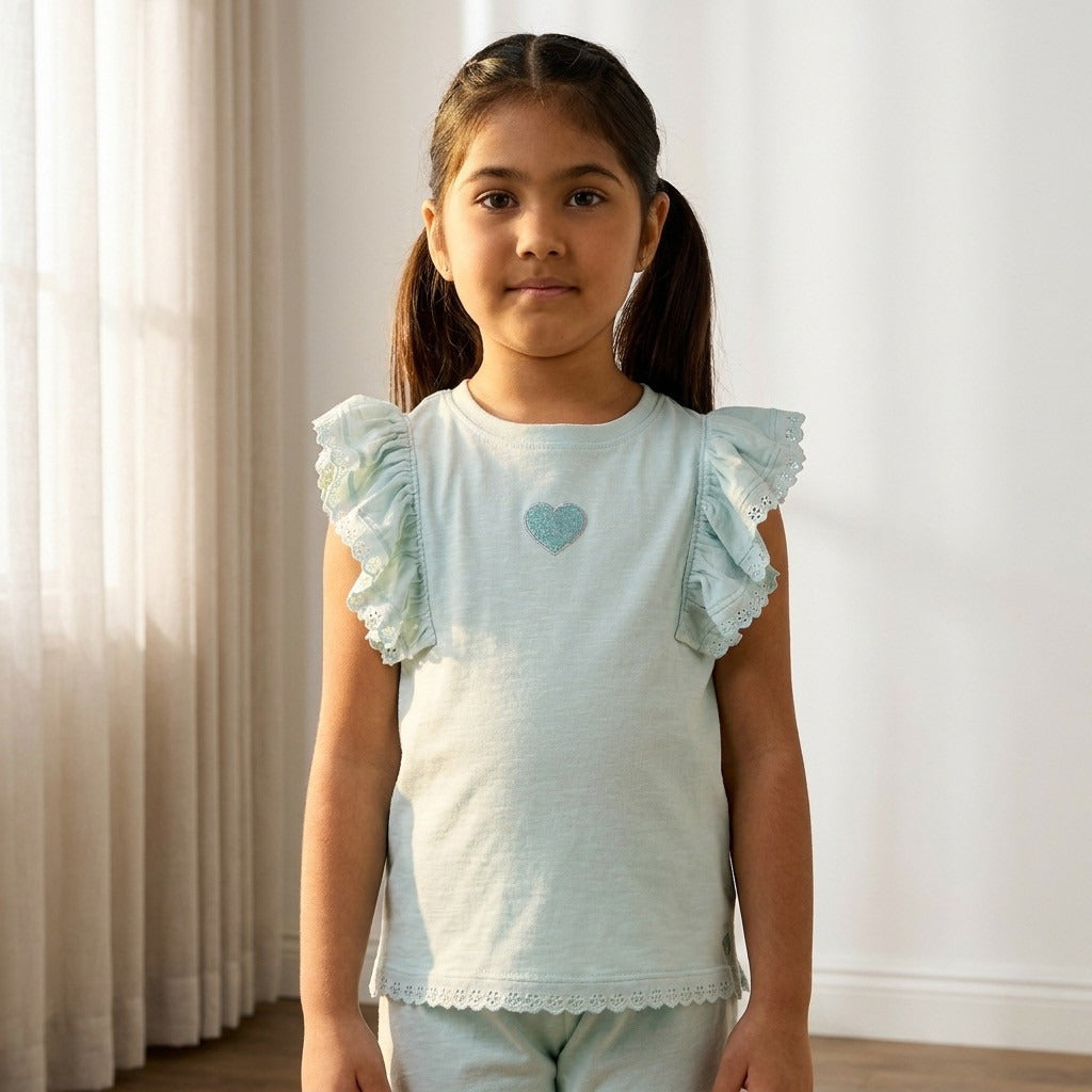 Schiffli Detail Shorts Set