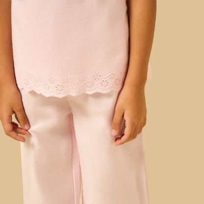 Schiffli Embroidered Pyjama Set
