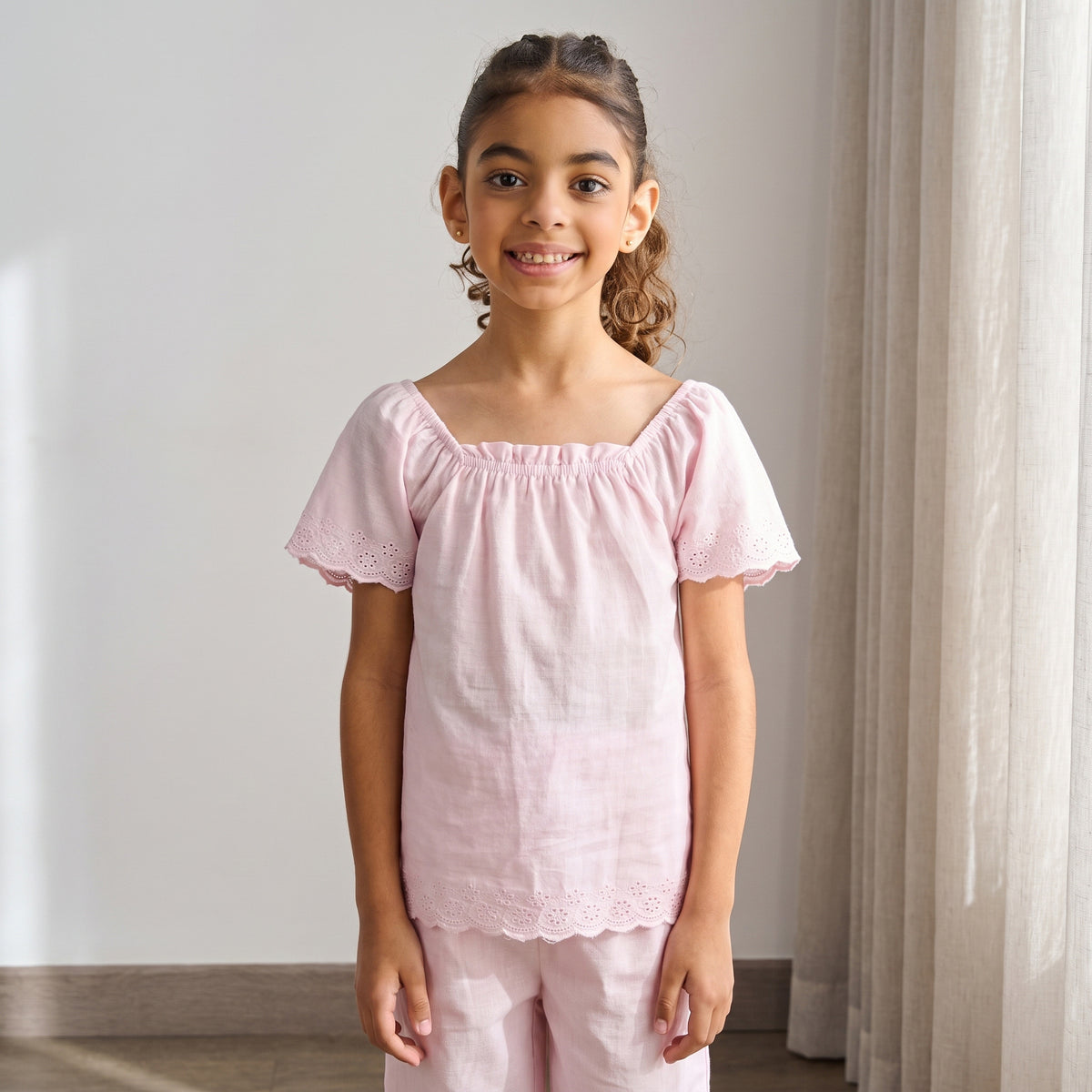 Schiffli Embroidered Pyjama Set
