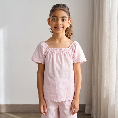Schiffli Embroidered Pyjama Set