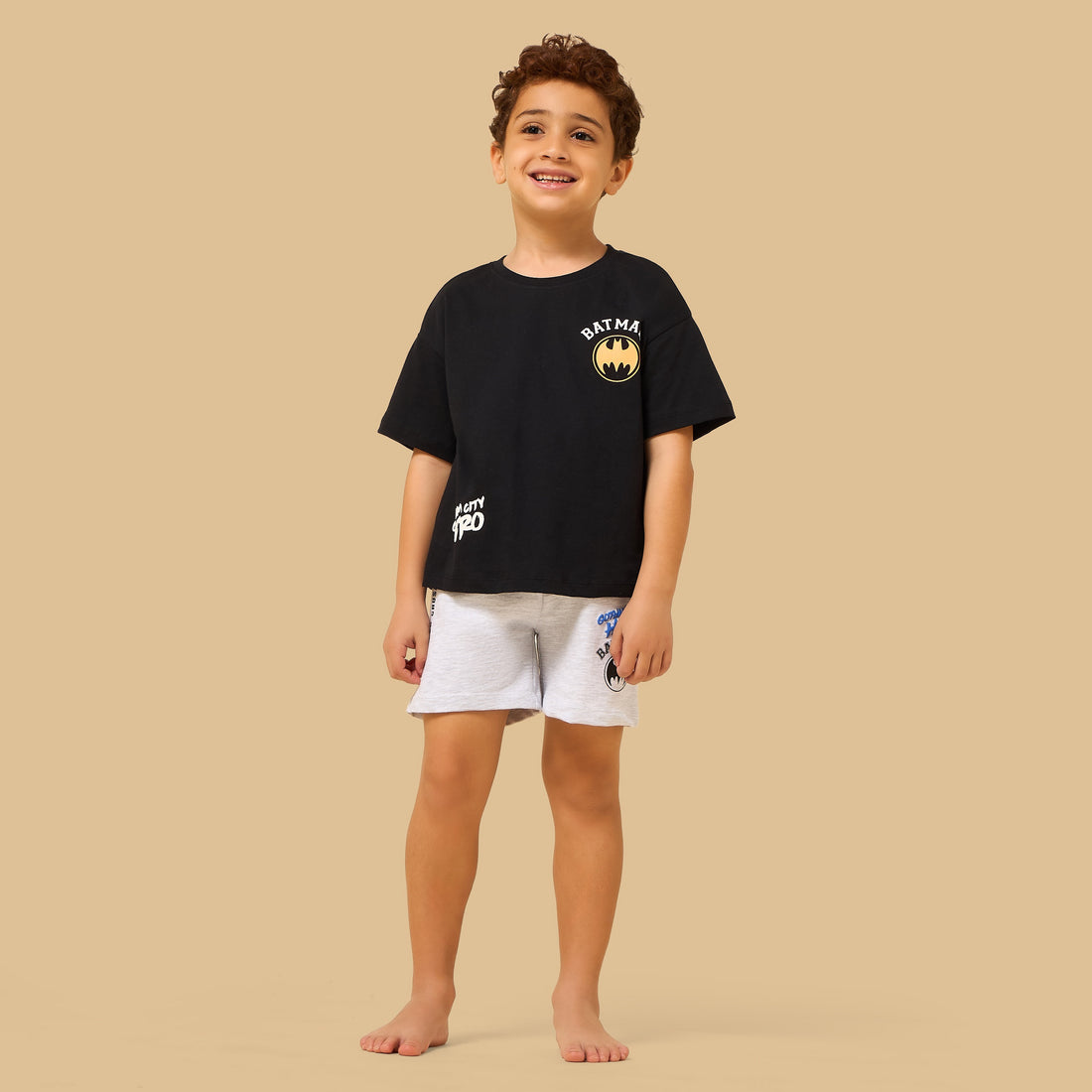 Batman Print Shorts Set - Black / 2-3 yrs