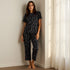 Floral Print Pyjama Set - Black / XXL