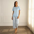 Striped Cotton Pyjama Set - Blue / XXL
