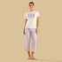 Polka Dot Print Cotton Pyjama Set - White / XXL