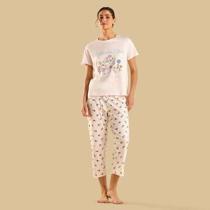 Floral Print Pyjama Set - Pink / XXL