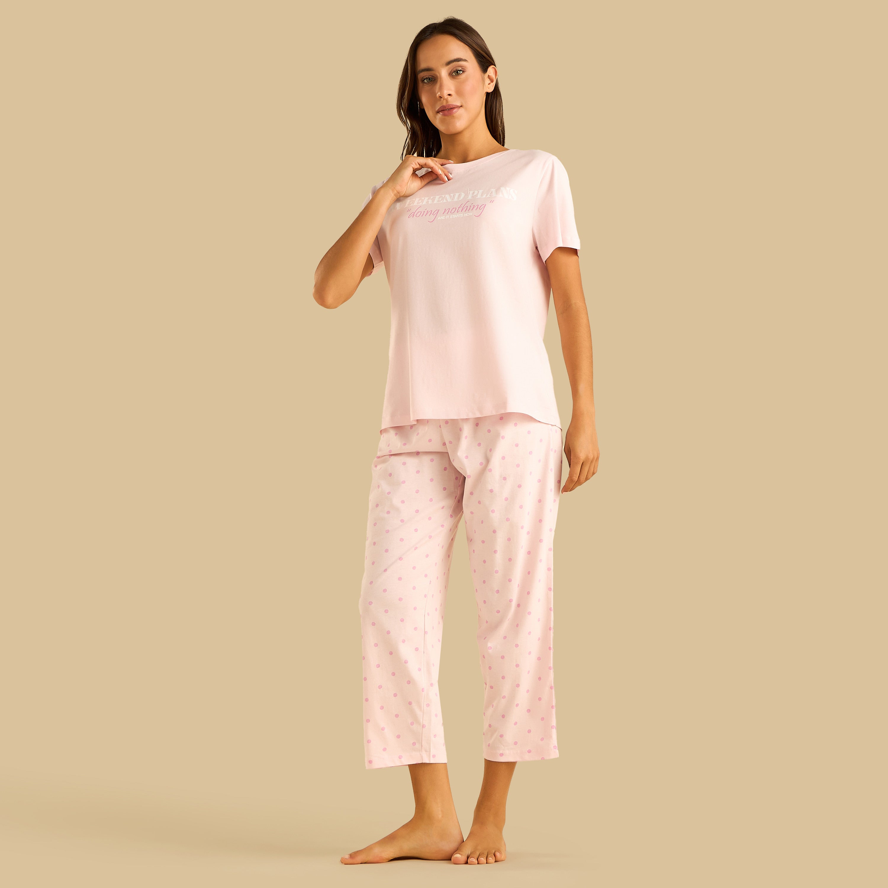 Polka Dot Print Cotton Pyjama Set