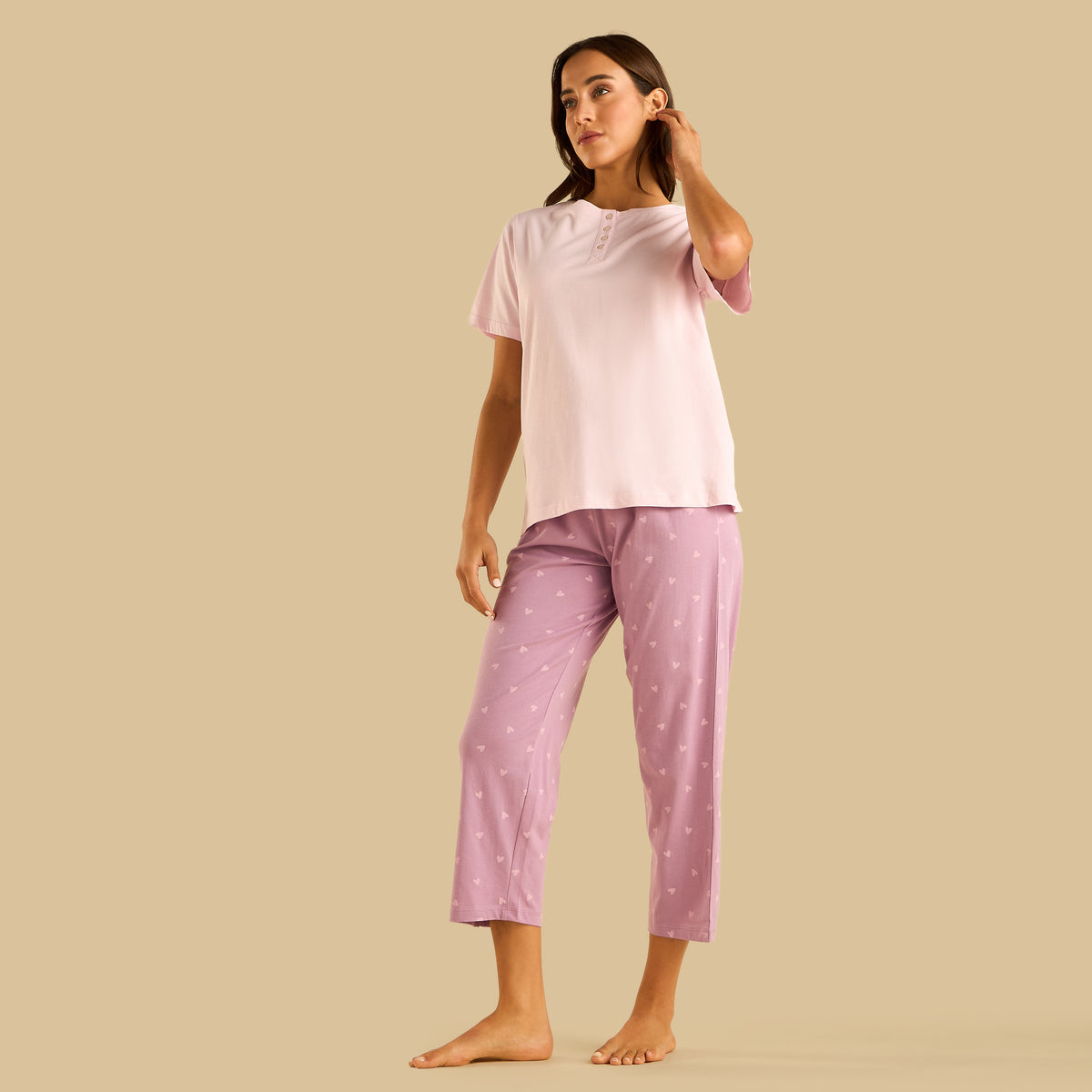 Heart Print Cotton Pyjama Set