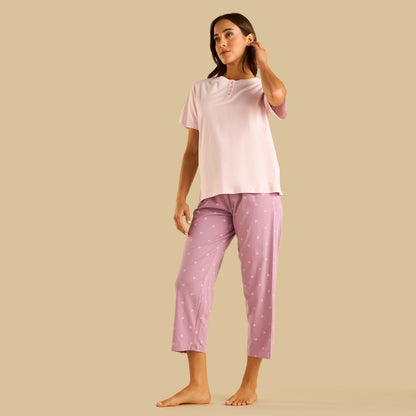 Heart Print Cotton Pyjama Set