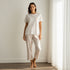 Checked Cotton Pyjama Set - White / XXL