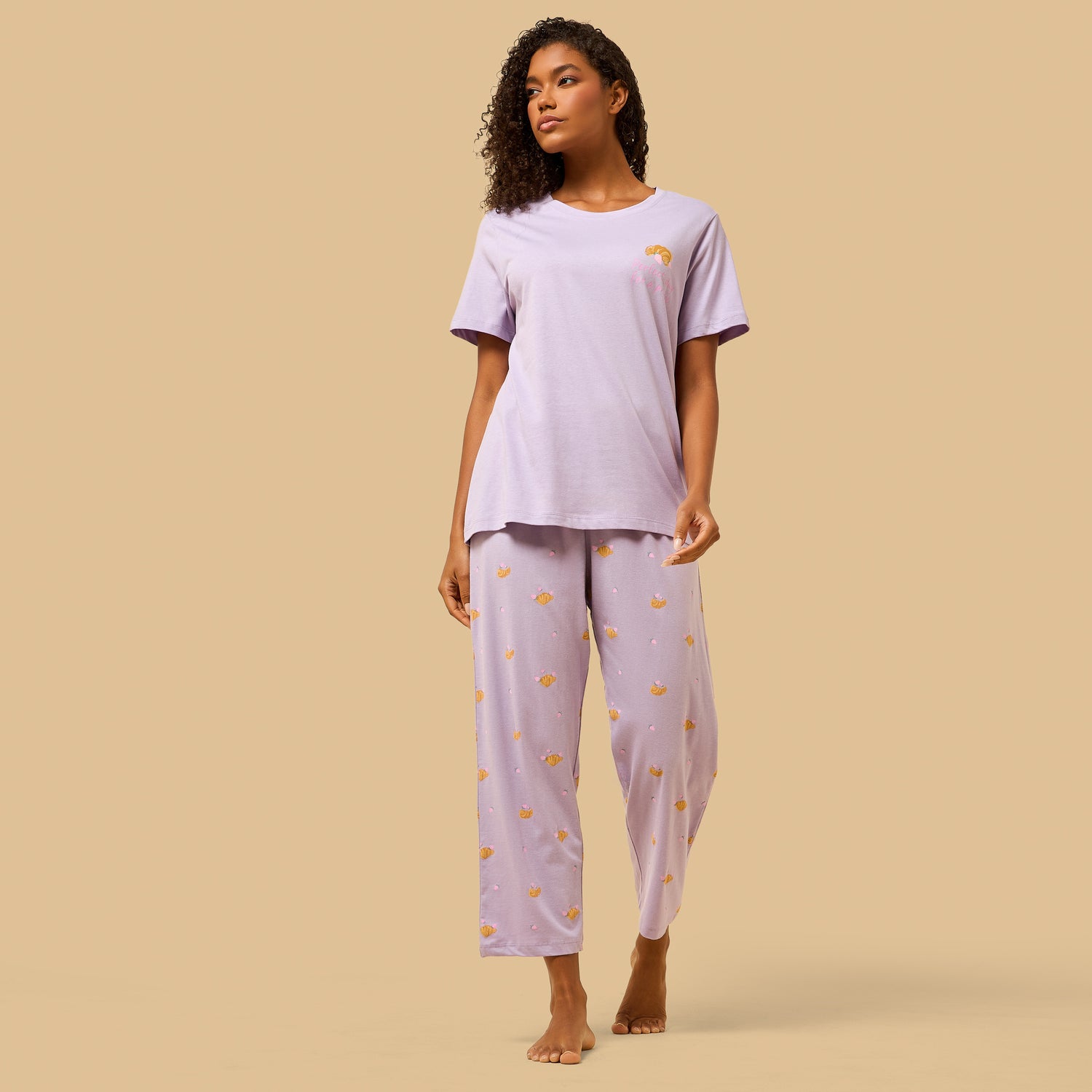 Croissant Print Cotton Pyjama Set