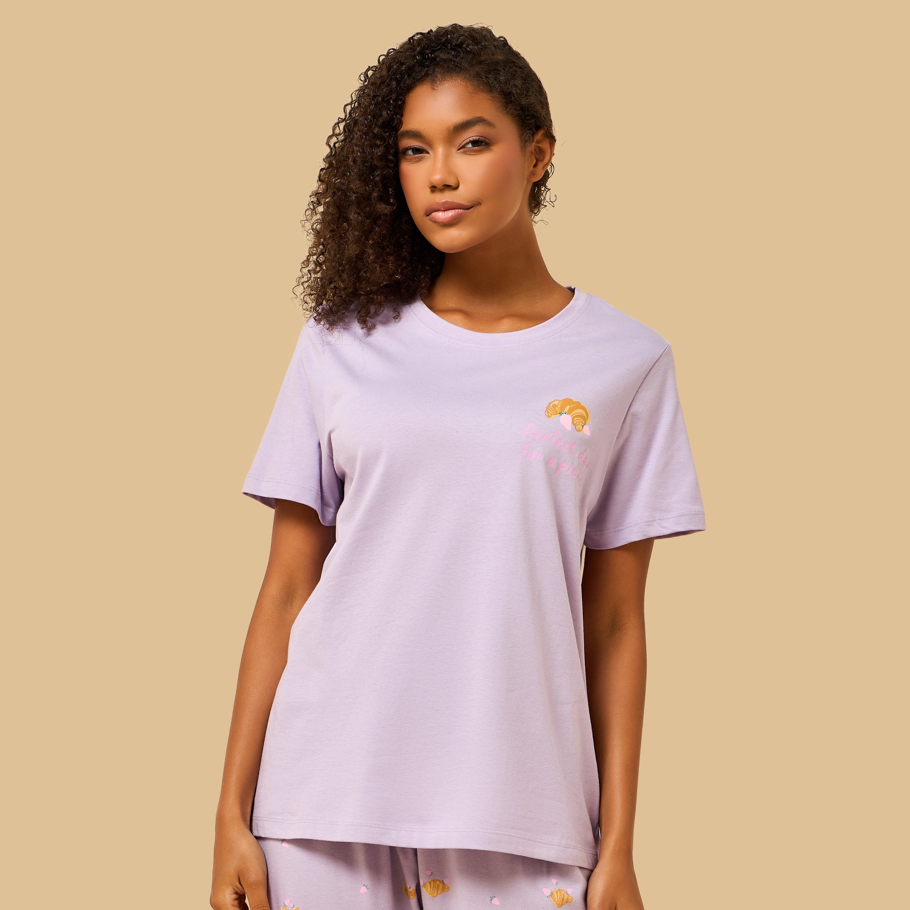 Croissant Print Cotton Pyjama Set