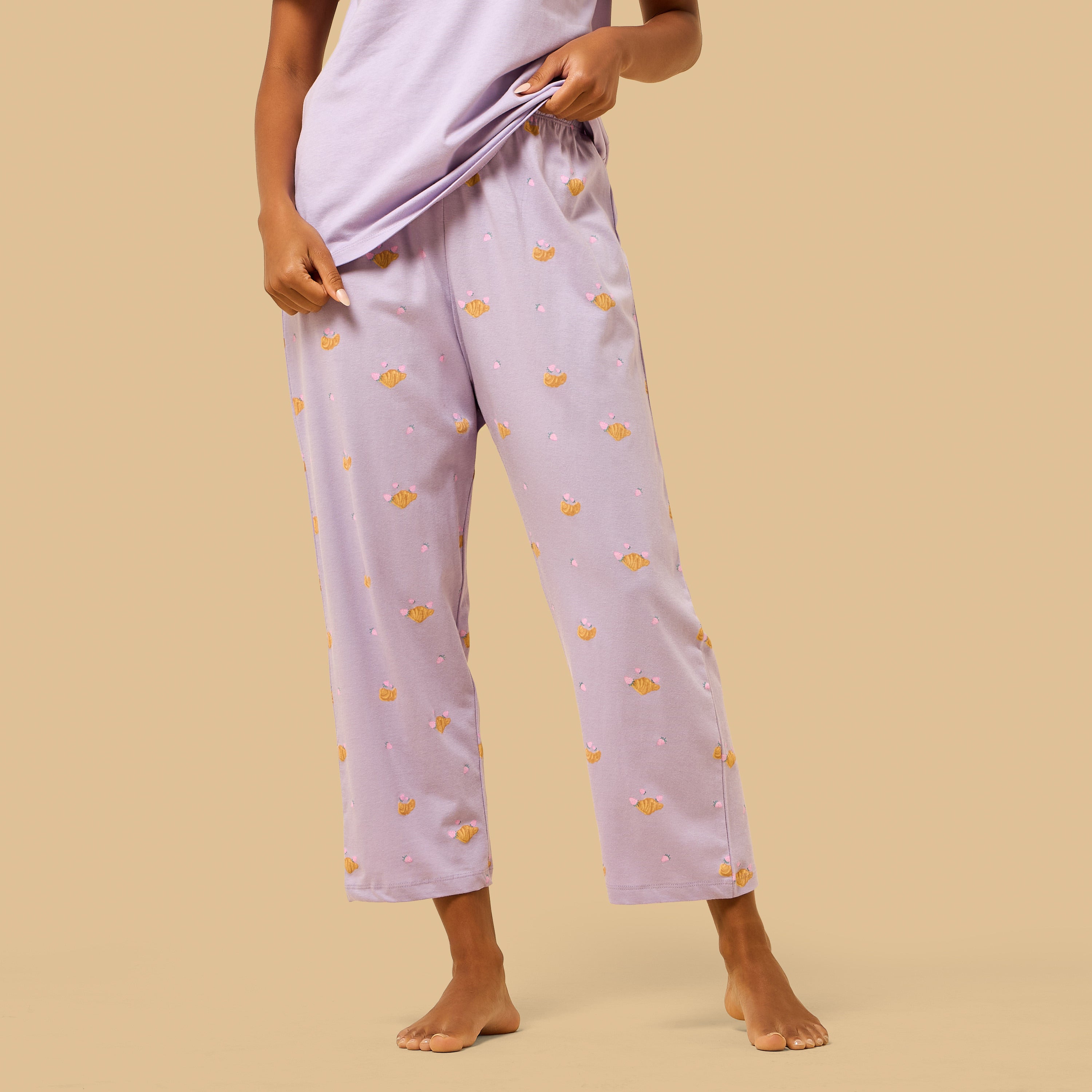 Croissant Print Cotton Pyjama Set