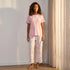 Floral Print Cotton Pyjama Set - Pink / XXL